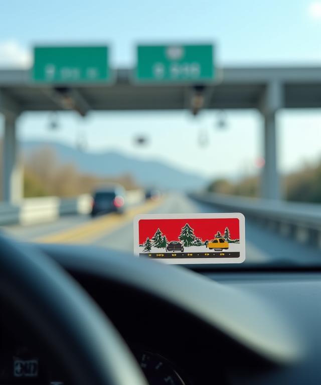Autobahnvignette und Mautstation in Österreich